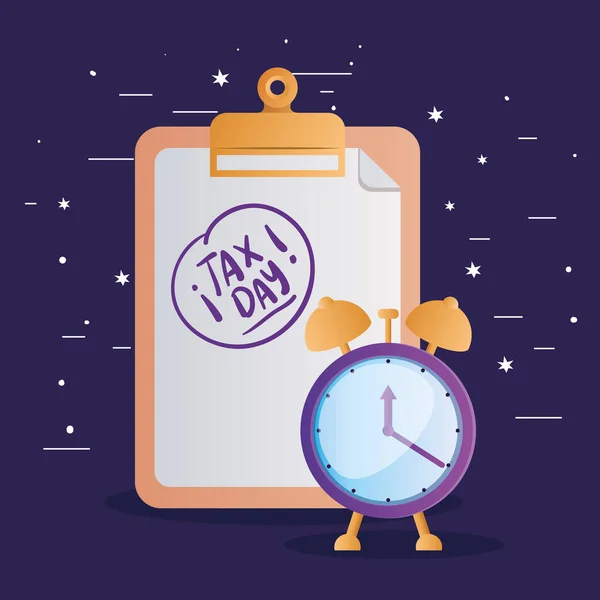 Tax day document and clock vector design — Wektor stockowy