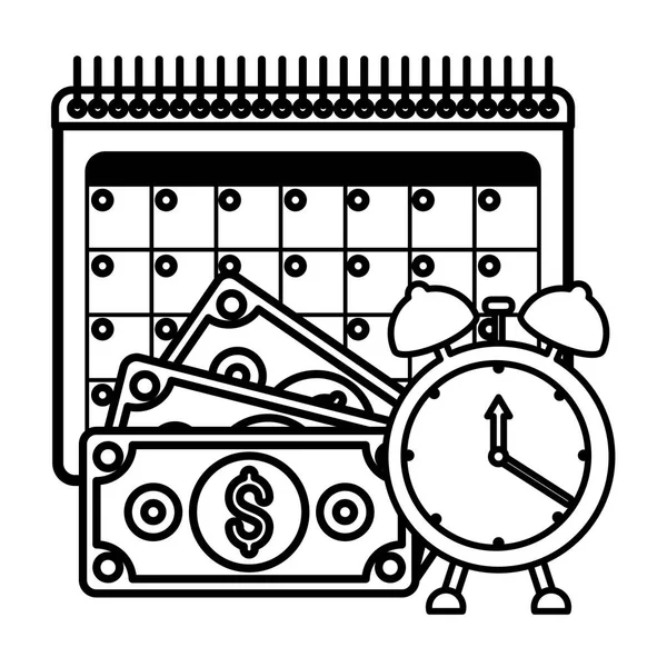 Tax day calendar bills and clock vector design — Stockvektor