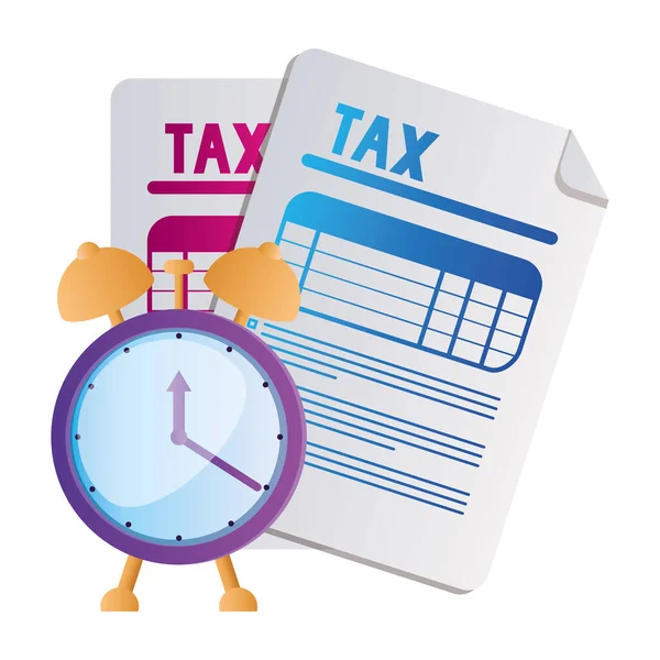 Isolated tax documents and clock vector design — Διανυσματικό Αρχείο