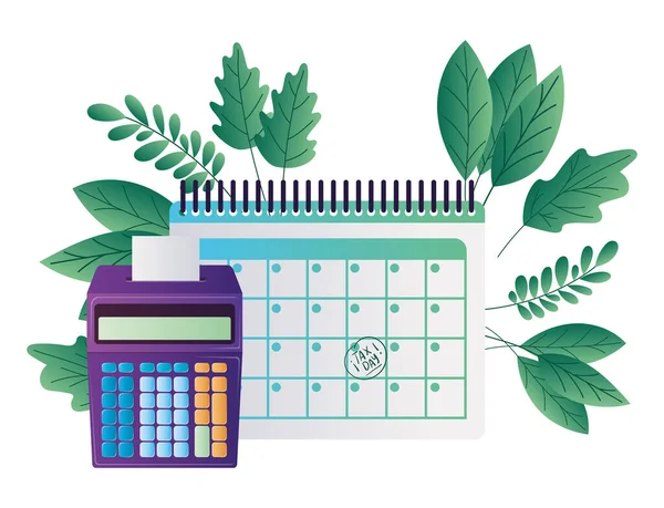 Calendario giorno delle imposte e calcolatrice progettazione vettoriale — Vettoriale Stock