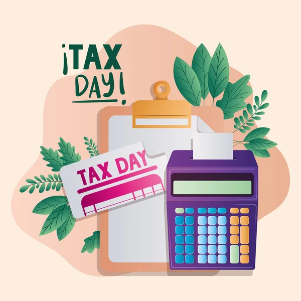 Tax day document and calculator vector design — Stock Vector