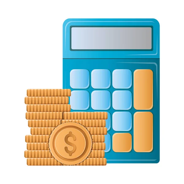 Ізольований калькулятор і монети векторний дизайн — стоковий вектор
