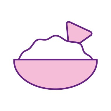 Meksika Guacamole Bowl tarzı ikon vektör tasarımı