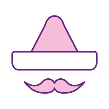 Meksika şapkası ve bıyık çizgisi biçim vektör tasarımı