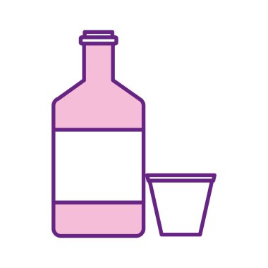 Meksika şişesi ve shot kupası tarzı ikon vektör tasarımı