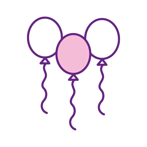 Party and celebration balloons line style icon vector design — 스톡 벡터