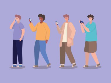 Akıllı telefon vektör tasarımlı çocuklar