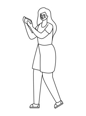 Akıllı telefon vektör tasarımlı kız