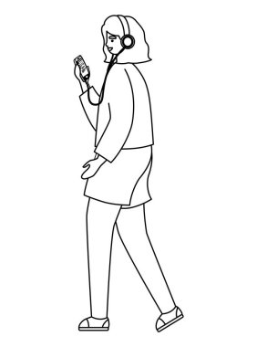 Akıllı telefon vektör tasarımlı kız