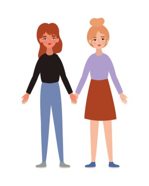 El ele tutuşan kadınlar vektör tasarımı