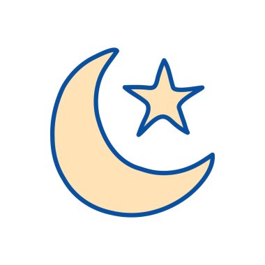 Ramadan moon and star line and fill style icon vector design