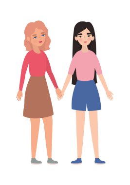 El ele tutuşan kadınlar vektör tasarımı