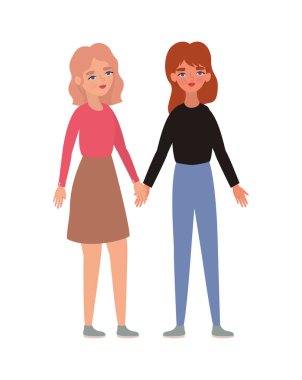 El ele tutuşan kadınlar vektör tasarımı