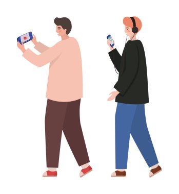 Akıllı telefon vektör tasarımlı çocuklar