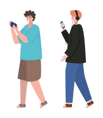 Akıllı telefon vektör tasarımlı çocuklar
