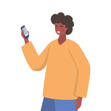 Akıllı telefon vektör tasarımlı çocuk