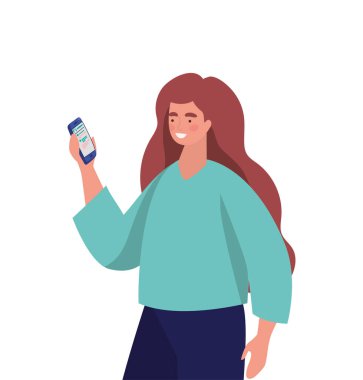 Akıllı telefon vektör tasarımlı kız