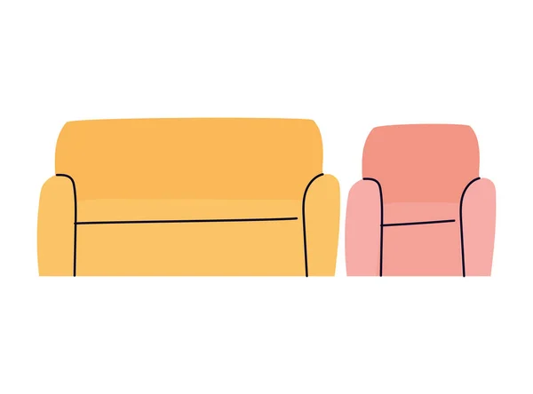 Isoliertes Sofa- und Stuhlvektordesign — Stockvektor
