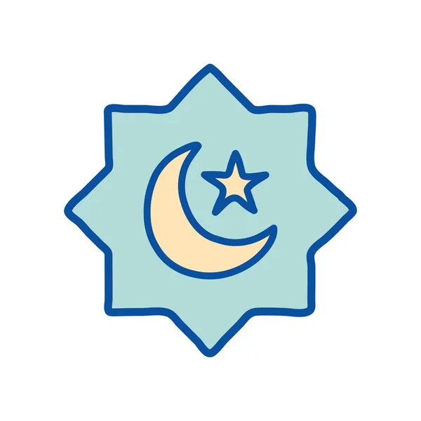 Ramadan moon and star line and fill style icon vector design — Stock Vector