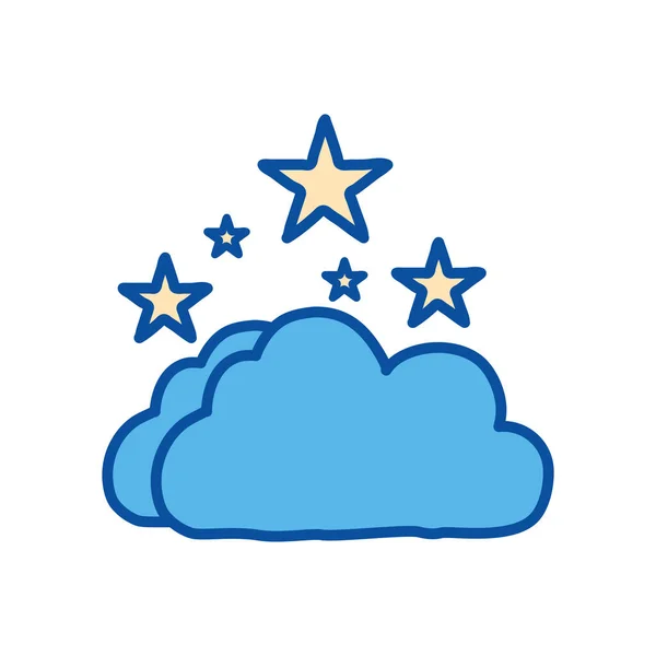 Изолированные звезды и линии облаков и дизайн иконок стиля заливки — стоковый вектор