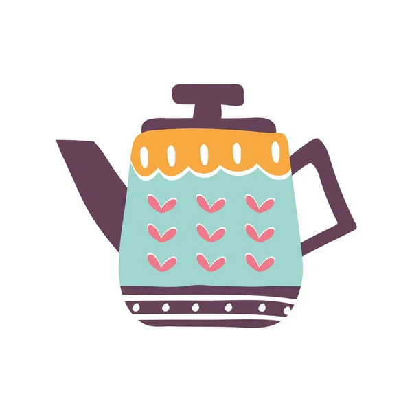 Čaj nebo káva konvice plochý styl ikona vektor design — Stockový vektor