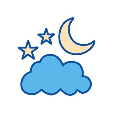 İzole ay yıldızları ve bulut çizgisi ve biçim ikonu vektör tasarımı