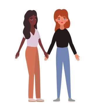 El ele tutuşan kadınlar vektör tasarımı