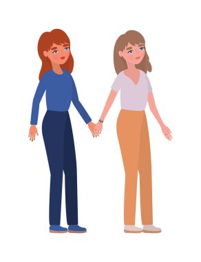 El ele tutuşan kadınlar vektör tasarımı