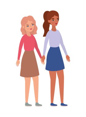 El ele tutuşan kadınlar vektör tasarımı