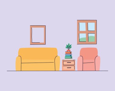 Oturma odasında koltuk ve sandalye tasarımı var.