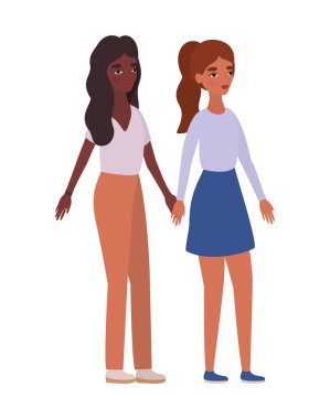 El ele tutuşan kadınlar vektör tasarımı