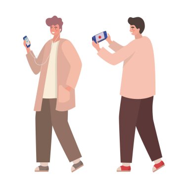 Akıllı telefon vektör tasarımlı çocuklar