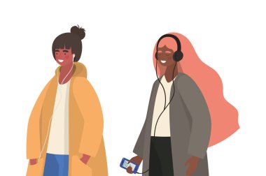 Akıllı telefonlar vektör tasarımlı kızlar