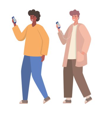 Akıllı telefon vektör tasarımlı çocuklar