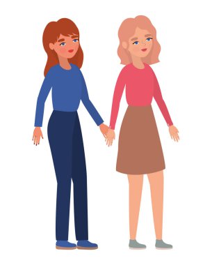 El ele tutuşan kadınlar vektör tasarımı