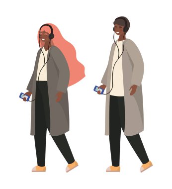 Akıllı telefonlar vektör tasarımlı kızlar