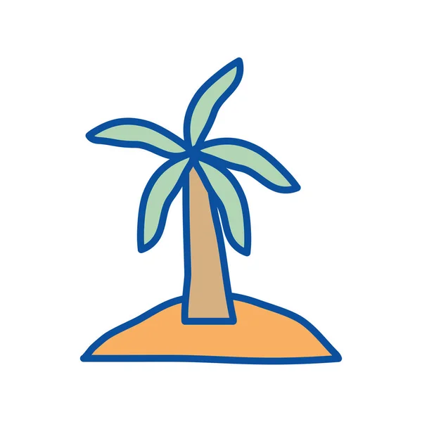 孤立棕榈树线条与填充风格图标向量设计 — 图库矢量图片