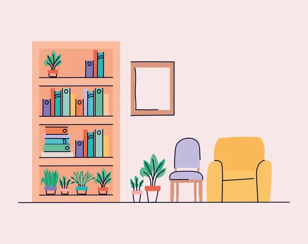 带家具和椅子的客厅病媒设计 — 图库矢量图片