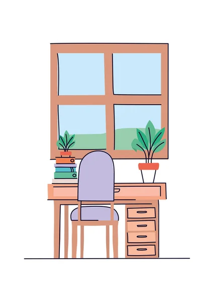 Bureau avec design vectoriel chaise — Image vectorielle