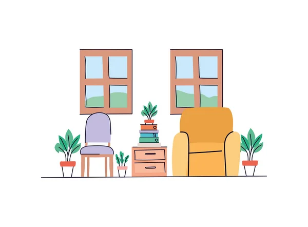 Isolated home living room vector design — Stock Vector