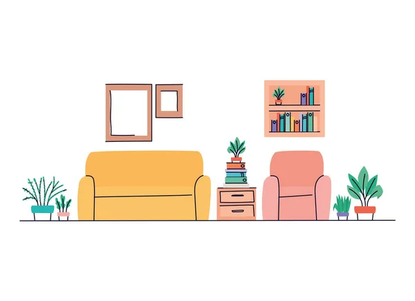 Design de vetor de sala de estar em casa isolada — Vetor de Stock