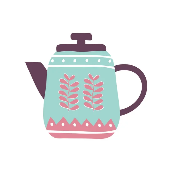 चाय या कॉफी केटल फ्लैट स्टाइल आइकन वेक्टर डिजाइन — स्टॉक वेक्टर