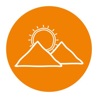 İzole güneş ve dağlar çizgi biçimi vektör tasarımını engelliyor