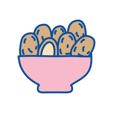 Ramazan günleri kase çizgisi ve biçim ikonu vektör tasarımını doldur