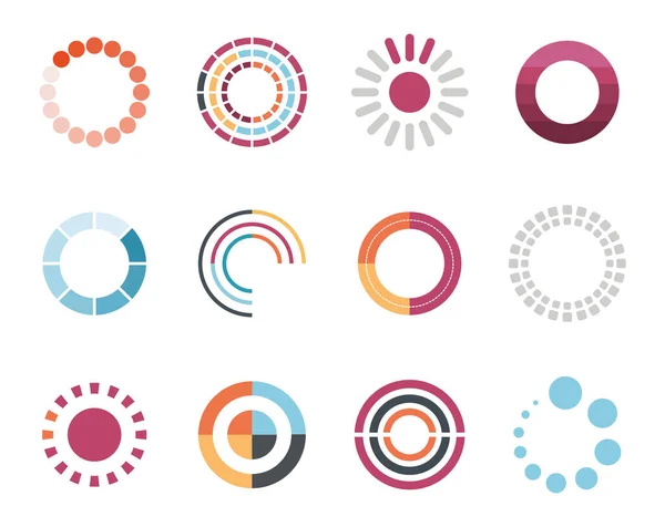 Laden cirkels platte stijl pictogram set vector ontwerp — Stockvector