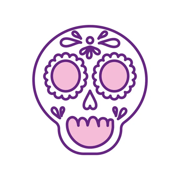 Diseño de vectores de icono de estilo de línea de cráneo mexicano — Archivo Imágenes Vectoriales