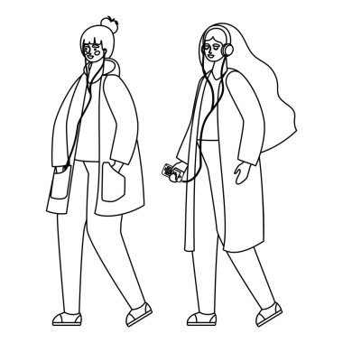 Akıllı telefonlar vektör tasarımlı kızlar