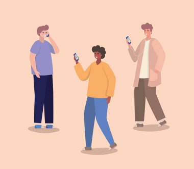 Akıllı telefon vektör tasarımlı çocuklar