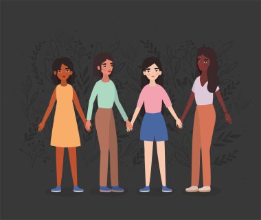 El ele tutuşan kadınlar vektör tasarımı