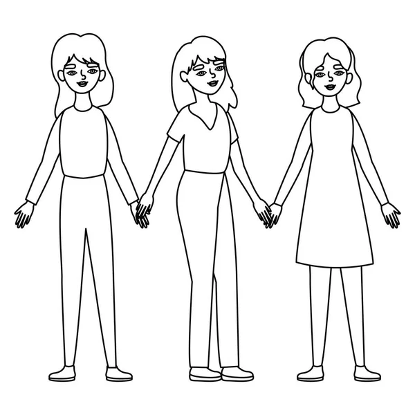 Ženy drží za ruce vektorový design — Stockový vektor